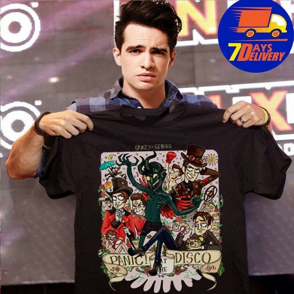 

сумасшедший genius паника на диско shirt black полный размер s-3xl men tshirt