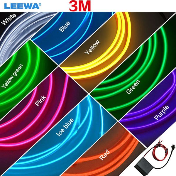

30pcs 3m 9-color flexible moulding el neon glow lighting rope strip with fin for car decoration #ca3269