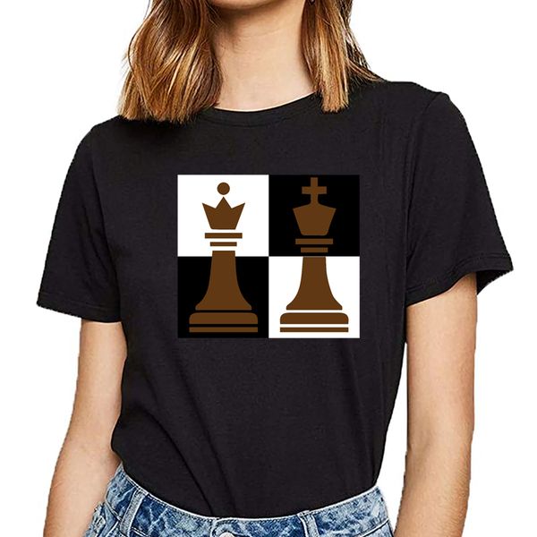 

t shirt women chess queen king heather prism fashion white cotton female tshirt