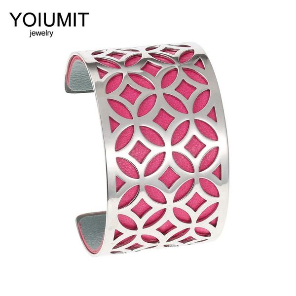 

cremo wide bracelet georgette stainless steel cuff bracelets & bangles for women interchangeable leather high polishing jewelry, Black