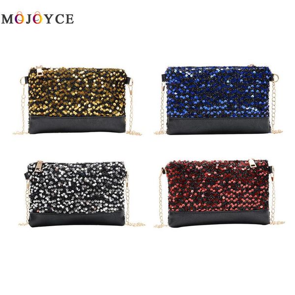 

fashion pu leather sequins crossbody bag women splicing color chain small shoulder messenger bags