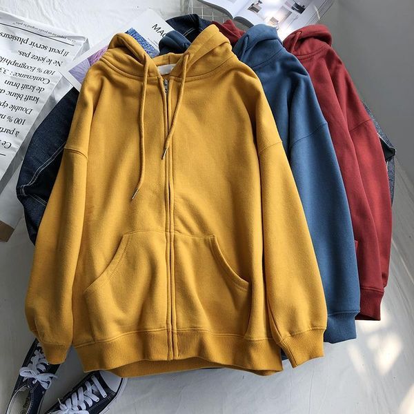 

повседневный стиль женский спортивный hoodie сыпучие zip up hooded full рукав карманы hip hop style hoodie для женщин, Black