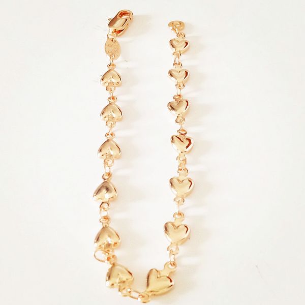 

new rose jewelry heart shape link long 5mm wide hand catenary gold color bracelet designs for11, Golden;silver
