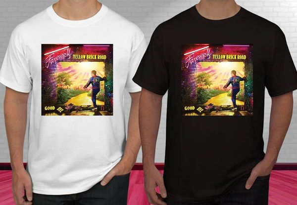

elton john goodbye yellow brick road black white men's t-shirt s-2xl summer o-neck