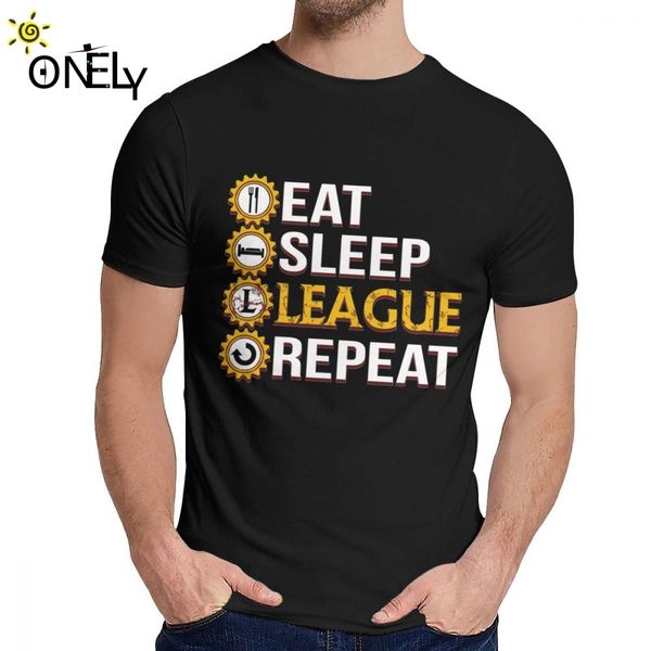 

round neck eat sleep game league repeat short sleeve graphic print men comfortable t shirt us size s-6xl