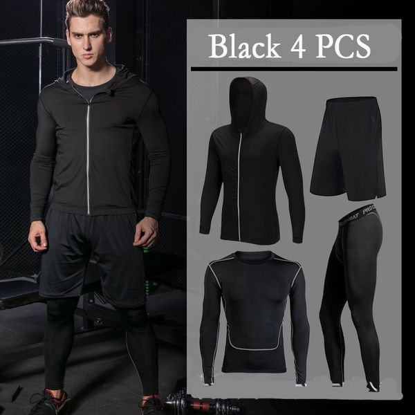 

running sets mens sportwear tracksuit compression sport suits men sports quick drying joggers training gym fitness workout, Black;blue