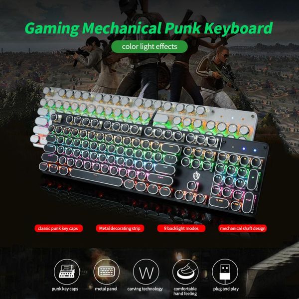 

hjk900-7 wired mechanical keyboard with 104 keys backlight effect keyboard for lappc computer with outemu
