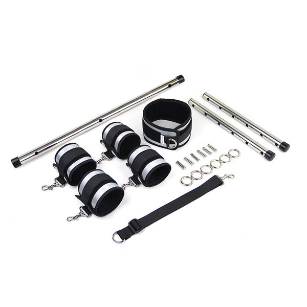 

double bar set metal adjustable sm couple bondage for handcuffs pole,stainless toys spreader cuffs ankle steel vehgx