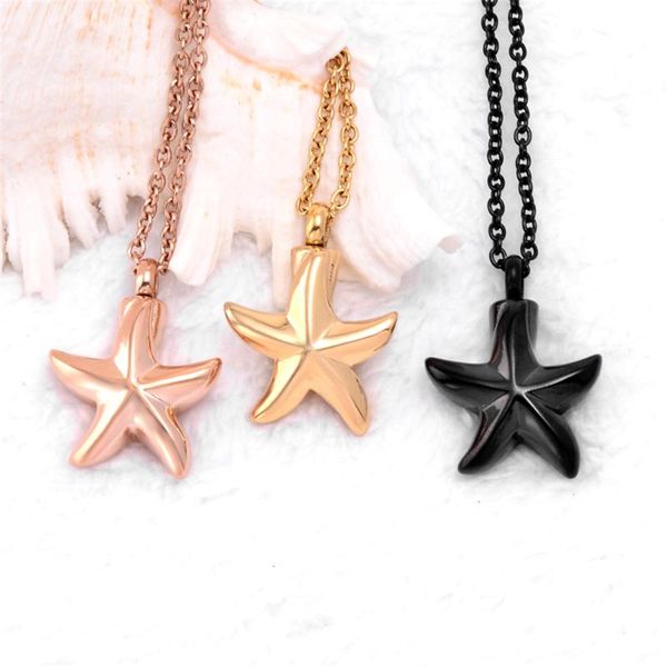 

chains starfish cremation urn necklace memorial jewelry stainless steel ashes keepsake pendant for pet, Silver