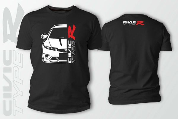 

double side hon civic type r fn2r car auto black t-shirt 2019 fashion 100% cotton men men t shirt tees custom cool shirts