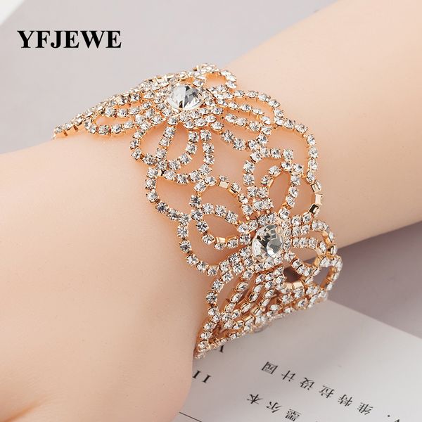 

yfjewe luxury rhinestone bridal wedding accessories jewelry bracelets & bangles fashion charm bijoux bracelets for women b147, Black