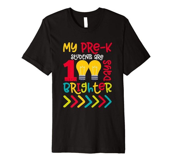 

pre-k teacher 100th day of school 100 days brighter t-shirt cotton us men trend