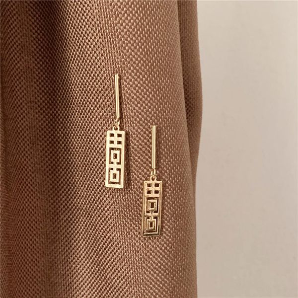 

silver needle chinese style new metal hi word korea temperament simple ins drop earrings for women fashion jewelry accessories
