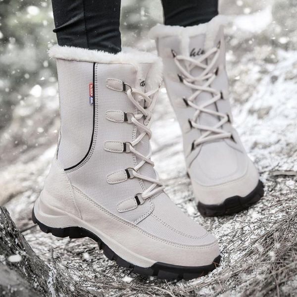 

new arrival women snow boots winter warm plush women's boots waterproof flat shoes outdoor walking shoes plus size 35-42, Black