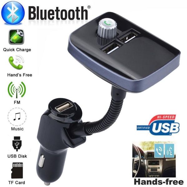 

car-styling carprie bt70 bluetooth fm transmitter modulator quick charge 3.0 charger handscar kit mp3 playe td0615 dropship
