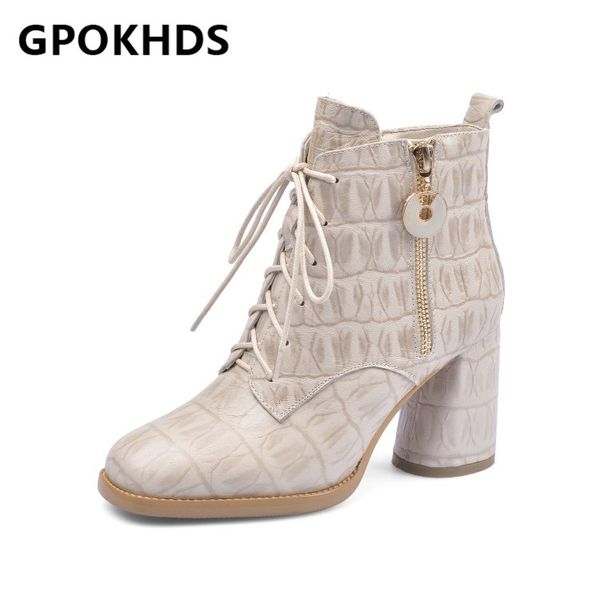 

gpokhds 2021 women ankle boots sheepskin winter short plush round toe zipper metal decoration high heels female boots size 43, Black