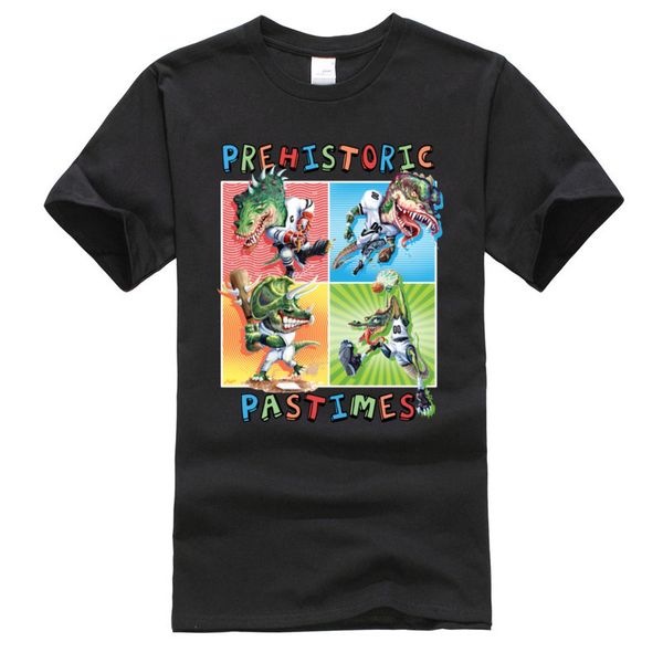 

dinosaur hockey baseball football hoops prehistoric pastimes graphic tshirts pure cotton harajuku mens tee shirts
