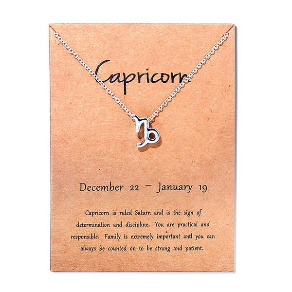 

chains fashion 12 constellation gemini taurus message card pendant necklace for women wedding birthday gift jewelry, Silver