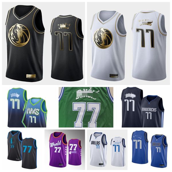 

2019-20 men's dallas mavericks men luka doncic #77 basketball jersey association/city/statement jerseys, Black;red