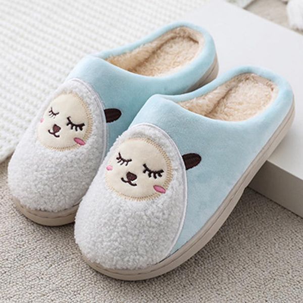 

sagace men's and women's home slippers winter soft plush slippers couple non-slip warm and comfortable cotton linen, Black