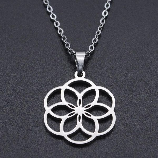 

pendant necklaces flower stainless steel charm necklace for women dainty fashion jewelry drop wholesale, Silver