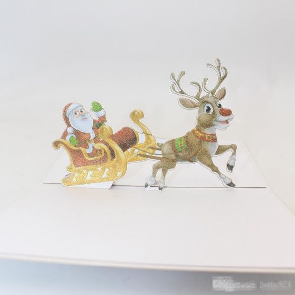 

handmade christmas santa ride print greeting cards creative kirigami origami 3d pop up postcards ing