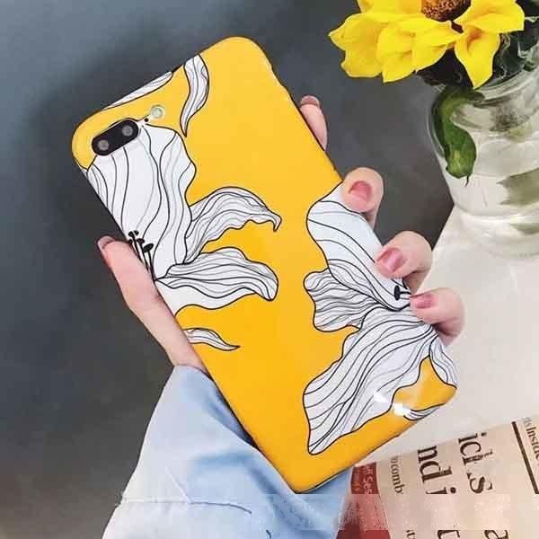 

art flowers green leaf phone case for iphone xs max xr 6 6s 7 8 plus x retro style flower floral soft phone back cover