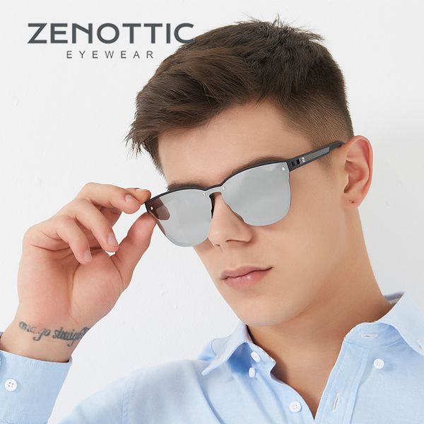 

zenottic vintage rimless square pchromic polarized sunglasses mirror shades for men uv400 gradient lens sun glasses 2020, White;black