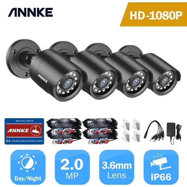 

1080P HD-TVI Security Camera 4PCS 2MP Bullet Kit Outdoor Weatherproof Housing 66ft Super Night Vision Smart IR CCTV Camera