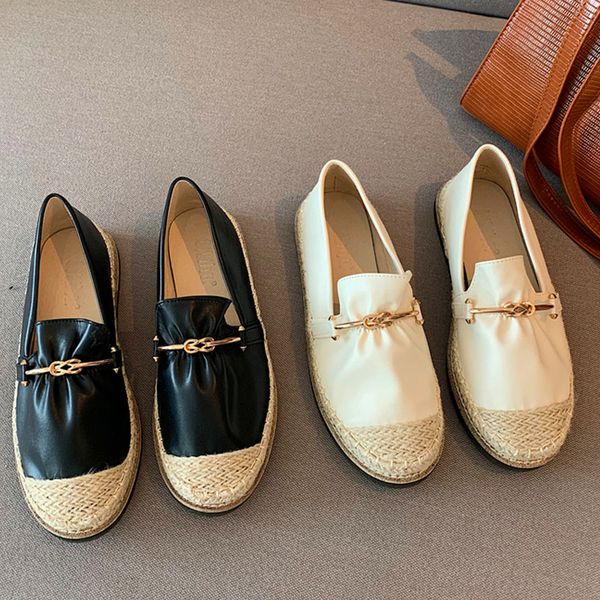 

new spring autumn women flats shoes round toe bukle flat espadrilles shoes slip on casual ladies loafers female moccasins, Black