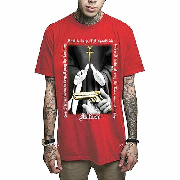 

mafioso hombre bautismo camiseta manga corta rojo hip-hop cuello redondo ropa for youth middle-age old age tee shirt