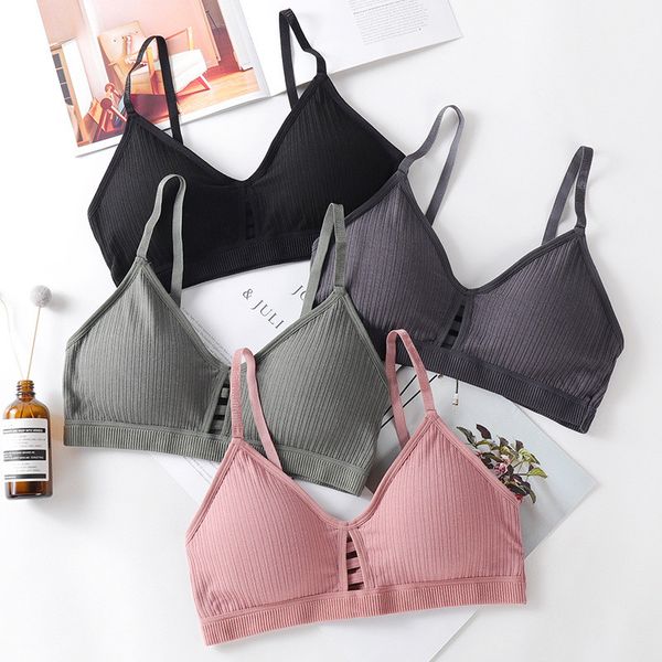 

bras women bralette hollow out bra wireless lingerie fitness for cotton crop girl brassiere soft seamless underwear, Red;black