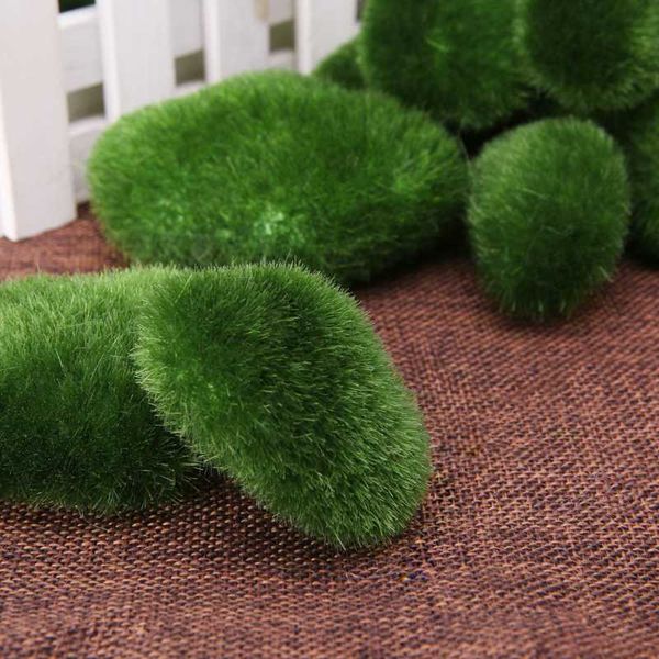 

8/10x 2 sizes artificial moss rocks decorative faux green moss covered stones