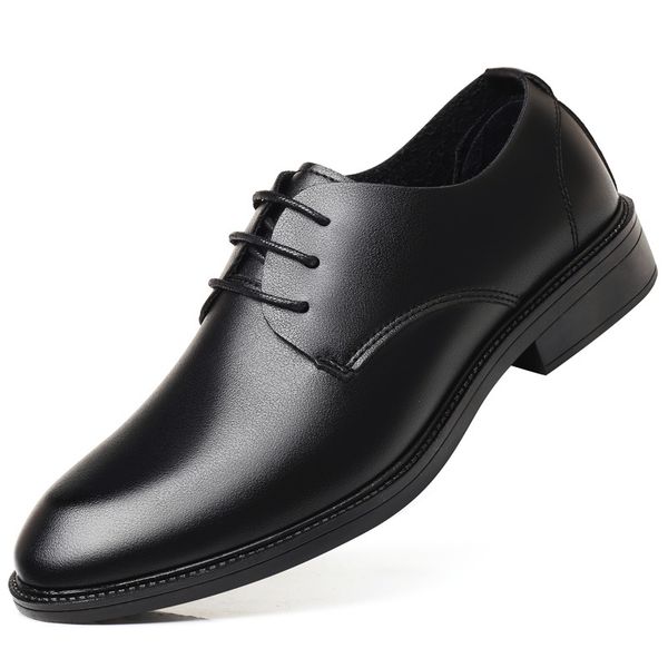 

fashion leather shoes men lace up new pointed toe formal business office wedding shoe man luxury designer dress shoes vbty, Black