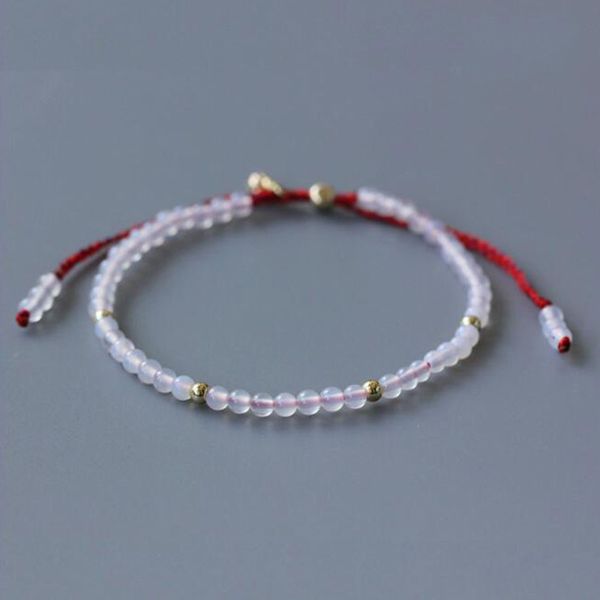 

3mm natural mini gem stone energy bracelet white agates clear quartz crystal bracelet for women lucky rope chakra reiki jewelry, Golden;silver