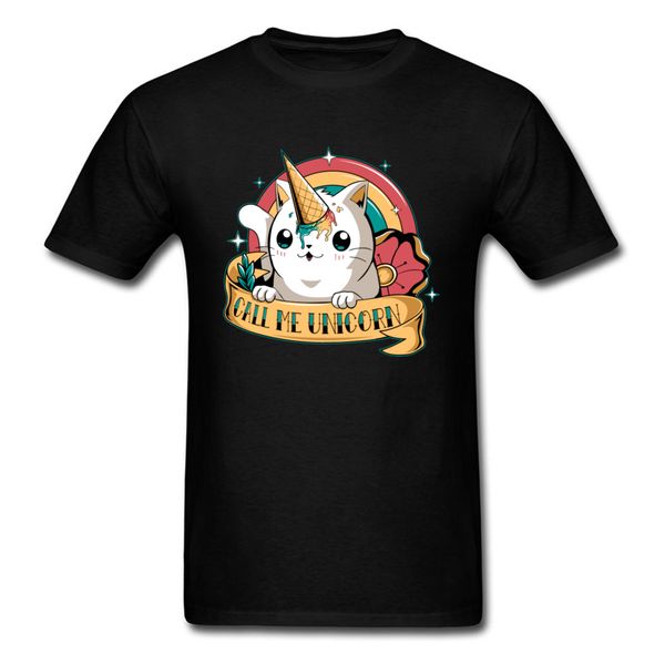 

call me unicorn t-shirt men cute t shirt ice cream cone cat print tshirt summer women cartoon clothes rainbow print tees funny