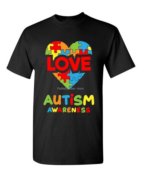 

men cotton t-shirt male tee-shirt love puzzle heart autism awareness t-shirt support love kind shirts vintage graphic tee shirt