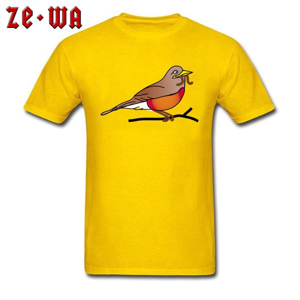 

100% cotton men clothes amercan robin birds yellow t shirt design shirt wholesale custom crewneck t-shirts drop shipping