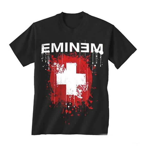 

eminem t-shirt splattered black slim shady hip hop rap new s-xxl loose clothes