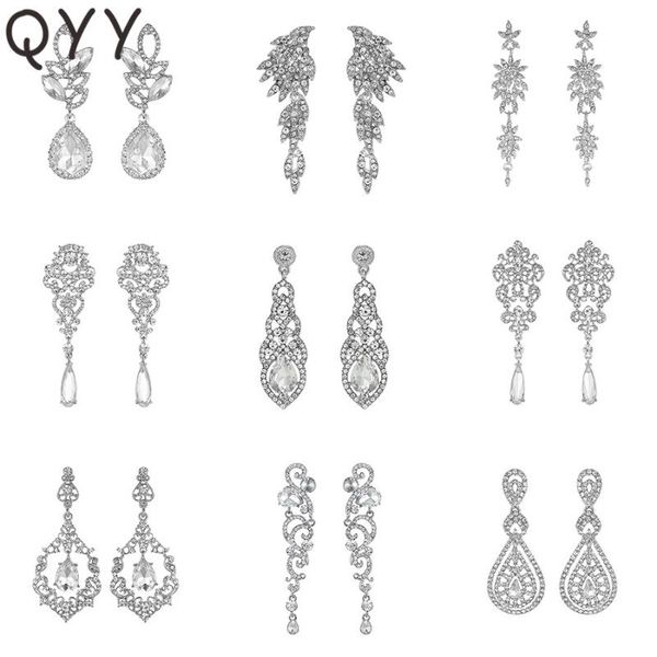 

dangle & chandelier qyy fashion austrian crystal wedding water drop earrings for bride bridesmaids alloy bridal party, Silver