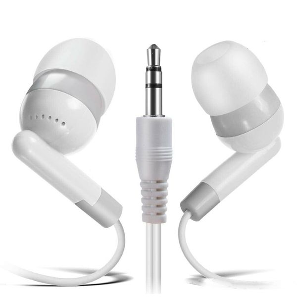 

disposable 3.5mm jack in-ear earbud kid bulk earbuds headphones earphones 100 pack white color for schools kids