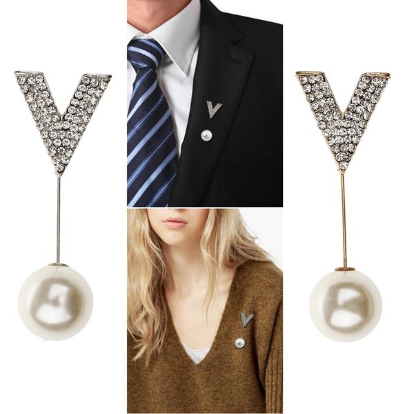 

2pcs v shape rhinestone boutonniere lapel stick brooch cardigan scarf pin, Gray