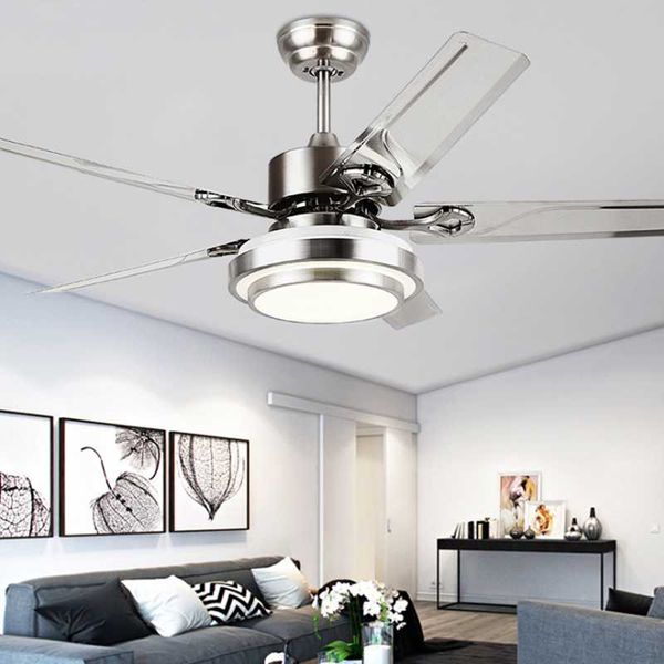 

electric fans 42/48/52inch modern style creative luxury stainless steel ceiling fan light nodric restaurant dining room 110v 220v
