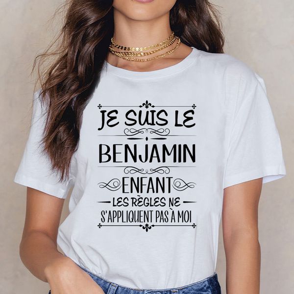 

t shirt women je suis le benjamin enfant les regles hip hop vintage custom female shirt