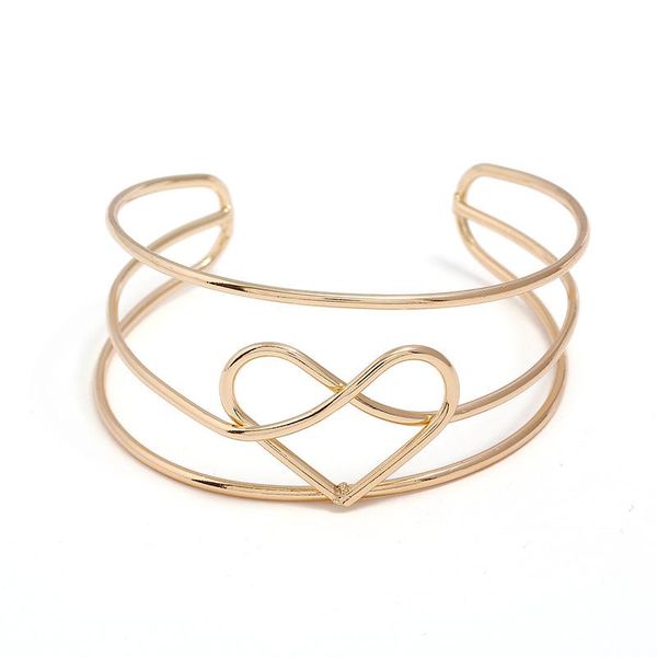 

fashion metal love heart bracelet for women female open adjustable wristband accessories pulseira gifts wholesale, Black