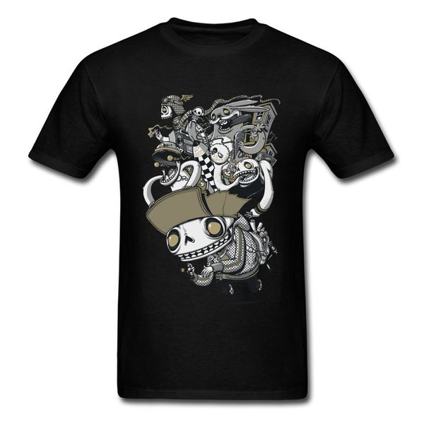 

male mechanical mononoke skull printed on t shirts brand new faddish geek tshirt printing latest design fashion tees