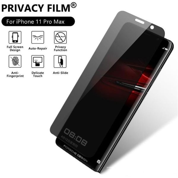 

tempered glass film anti-peeping screen protector privacy anti-fingerprint protective film for iphone 11 pro max xs x 8 7 6s plus
