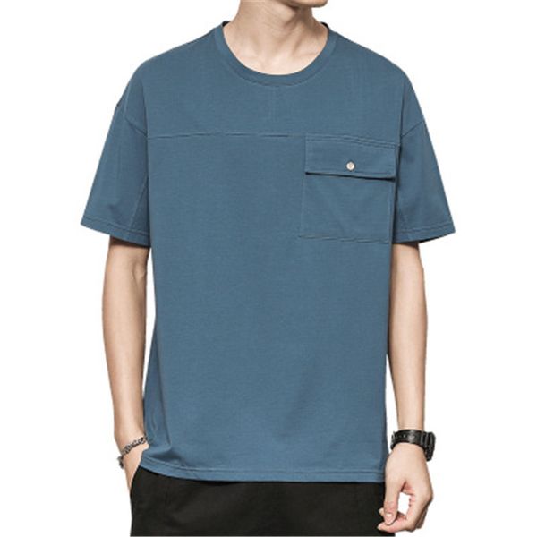 

designer ins fashion short t shirt new spring loose round neck half sleeve tshirt men pocket portrait printed cotton tshirt men tees, White;black