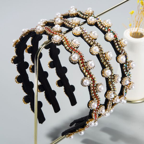 

East Gate pearl hair band women's light luxury rhinestone hair clip thin edge diamond headwear