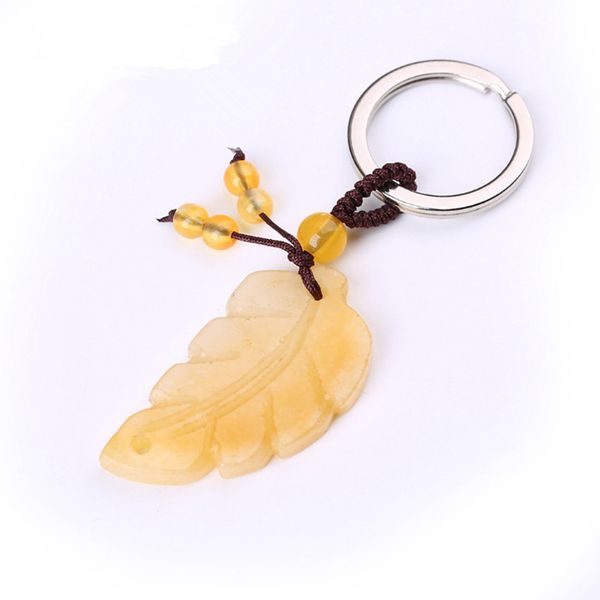 

10 pcs silver plated circle yellow quartz crystal leaf key chain round hollow for gift jewelr, Slivery;golden